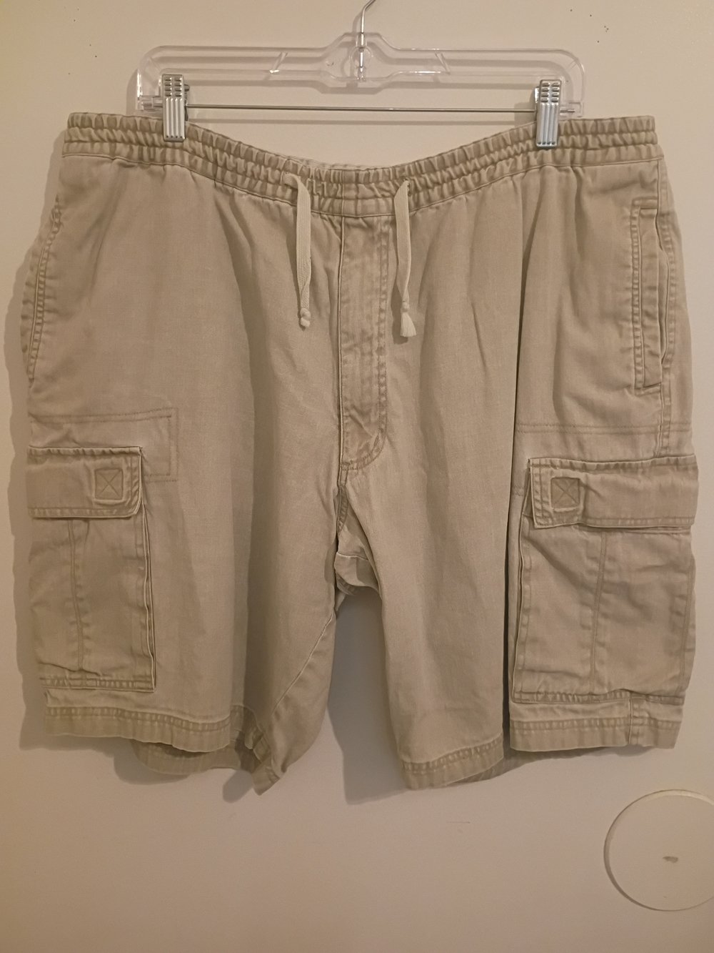 VTG Bugle Boy Men's Casual Cargo Drawstring Shorts - Beige Y2K Sz‎ XL